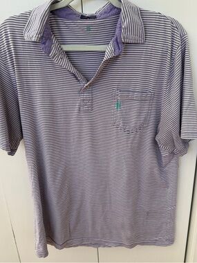 johnnie-O Lavender and White Striped Polo